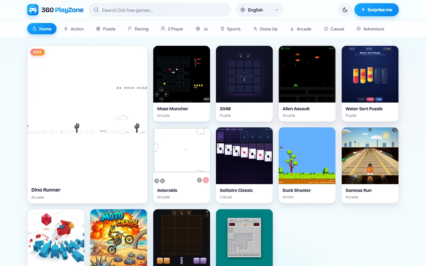 360 PlayZone homepage